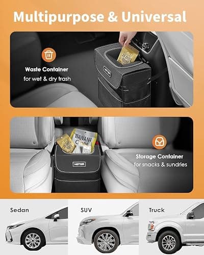 HOTOR Car Trash Can - Leak-Proof Car Organizer and Storage Bag for The Back/Front/Console of Any Cars,Sedans, SUVs & Trucks Easy-to-Install Car Accessory Interior thumbnail 7