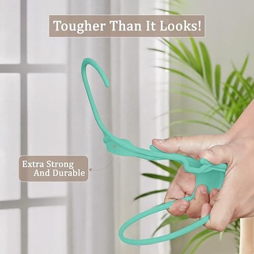Utopia Home Plastic Hangers 50 Pack, Space Saving Plastic Clothes Hangers for Adults with Built-in Strap Hooks, Essential for Shirts, Pants, Skirts & Coats (Aqua) thumbnail 4