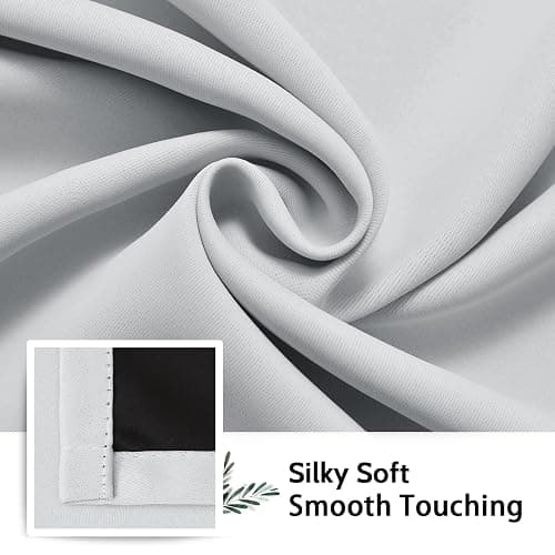 SimpleHome 100% Blackout Curtains for Bedroom,Thermal Insulated Grommet Window Drapes Room Darkening White Curtains for Living Room with Black Back,52 x 84 Inch,2 Panels thumbnail 7