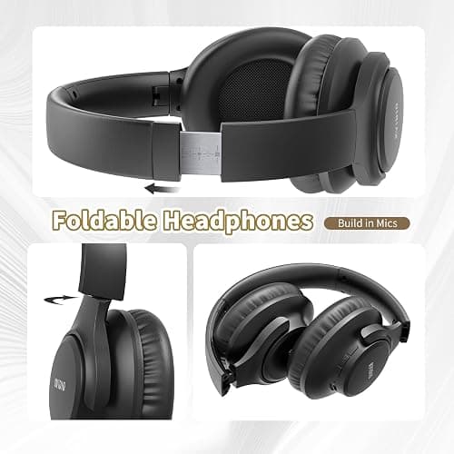 KVIDIO Bluetooth Headphones Over Ear, 65 Hours Playtime Wireless Headphones with Microphone, Foldable Lightweight Headset with Deep Bass, HiFi Stereo Sound Low Latency for Travel Work Cellphone thumbnail 7