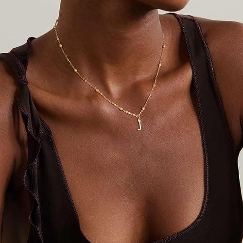 De Amo Sara Initial Necklaces for Women, Dainty A-Z Pendant Letter Charm Necklace Personalized Name Necklaces Trendy Jewelry Stocking Stuffers Christmas Gifts for Her thumbnail 3