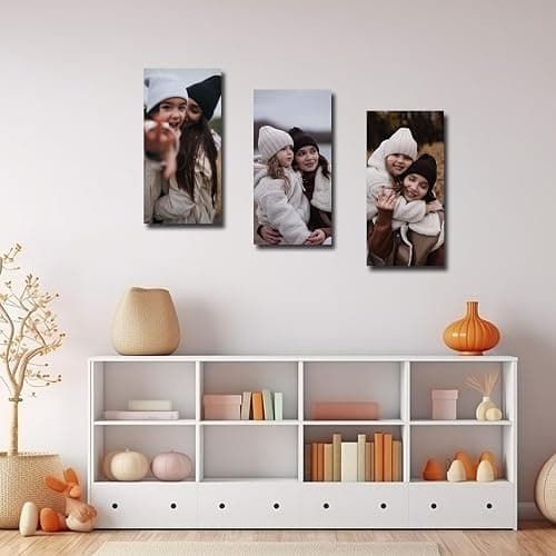 Custom Picture Canvas Prints with Your Photos 3 Piece Wall Art Personalized Family Portrait Poster Home Decor Customized Gifts (Framed, 8"x16"x3) thumbnail 3