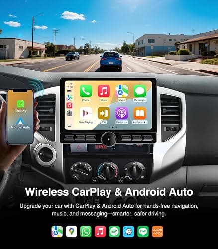 10 inch Car Stereo Dash Kit Replacement for Toyota Tacoma Radio Upgrade 2005-2015,QLED Touch Screen Head Unit w/Wired Wireless CarPlay Andriod Auto GPS Navigation 5GWiFi FM/AM (10 inch 4G+64G) thumbnail 4