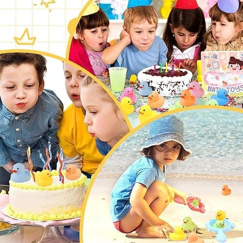50 Pcs Multicolor Mini Rubber Ducks Baby Bath Toy ,Children Squeak and Float Colored Small Ducks in Bulk Toddlers Shower Duck Decorations Party Favors thumbnail 7