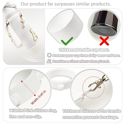 SITKOL Silicone Boot Cute Monogram Set Compatible with Owala Water Bottle 24 oz, 32 oz, 40 oz - Perfect Letter Owala Accessories for Owala Tumbler, Owala Free Sip, Pink Owala, Black Owala thumbnail 3