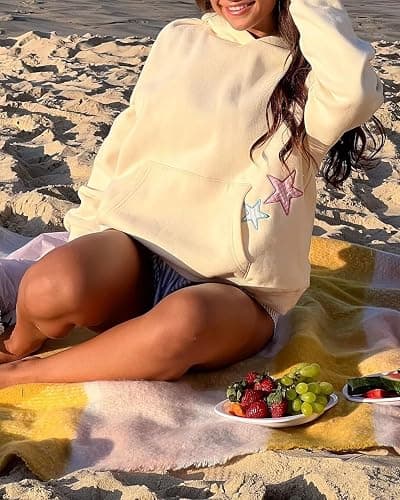Cioatin Women Oversized Star Embroidery Graphic Hoodies Cute Y2K Aesthetic Long Sleeve Fleece Hooded Sweatshirt Fall Pullover thumbnail 8