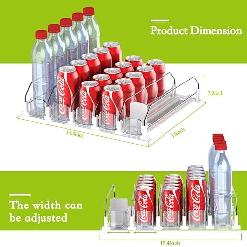 IBORING Drink Organizer for Fridge,Self Pushing Fridge Drink Organizer,Automatic Drink Dispenser for Fridge-Holds up to 25 Cans thumbnail 2