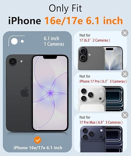 FNTCASE for iPhone 17e/ iPhone 16e Case, Fit for Magsafe, Screen Protector | Matte Magnetic Back, 14FT Military Grade Drop Protection, Shockproof Protective Phone Cover, Full Blue thumbnail 2
