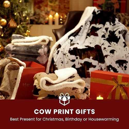 blunique Cow Print Heated Throw Blanket Electric Blanket-Heating Blanket Throw with 10 Heat Levels & 10 Hours Auto-Off, Cozy Soft Fleece Sherpa, Washable, 50 x 60 Inches Cow Print Light Brown thumbnail 8