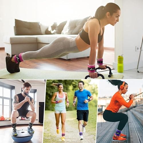 Sportneer Ankle Wrist Weights for Women Men Pair of 1/2/4/6/10 LBS Options | 20% More Compact, High-Density Iron Sand, Soft Lycra Comfort, Reinforced Stitching, Secure No-Slip Fit thumbnail 7