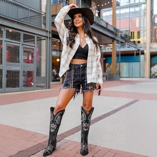 Dixhills Women's Wide Calf Knee High Sparkly Rhinestone Western Country Boots - Glitter, Classic Embroidery, Pointed Toe, Pull On Zipper Retro Boots thumbnail 3