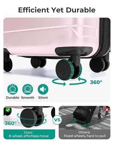BAGSMART Carry On Luggage 22x14x9 Airline Approved with Spinner Wheels,Lightweight 20 Inch Luggage with TSA Lock,Expandable Hard Shell Carry On Suitcases for Men Women,Pink thumbnail 6
