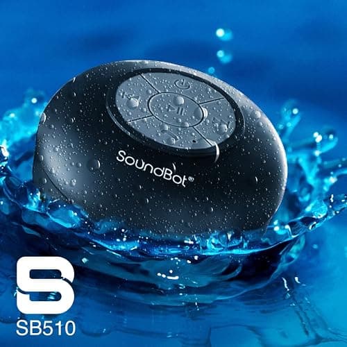 Soundbot SB510 HD Waterproof Bluetooth Shower Wireless Speaker with Speakerphone, Mic, 6-Hour Playtime, Control Buttons & Suction Cup, Powerful Sound Ideal for Bathroom, Travel, or Outdoors (Black) thumbnail 6