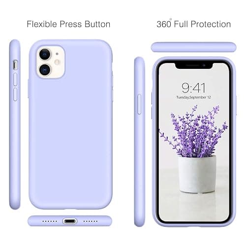 DUEDUE for iPhone 11 Case Liquid Silicone Slim Cover with Microfiber Lining Shockproof Protective Phone Case for iPhone 11 6.1 inch Light Purple thumbnail 6