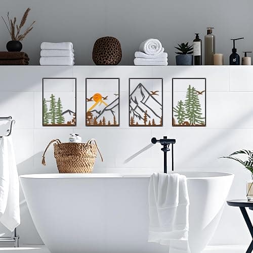 DICYWUDI Colorful Metal 47.24 x 15.7 inch Mountain Wall Decor – Minimalist Wall Art for or Indoor Kitchen Bathroom Bedroom Living Room Dining Room thumbnail 3