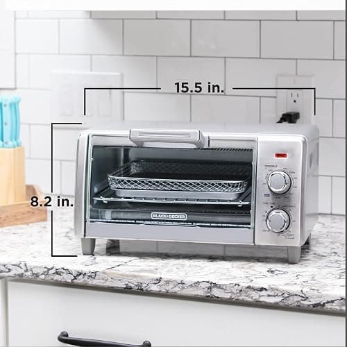 BLACK+DECKER Crisp 'N Bake Air Fry Countertop Convection Toaster Oven, Medium Capacity, 4-Slice, 5-in-1, Fits 9” Pizza, 30-Min Timer, Bake, Broil, Air Fry, Toast, Keep Warm, Stainless Steel thumbnail 3