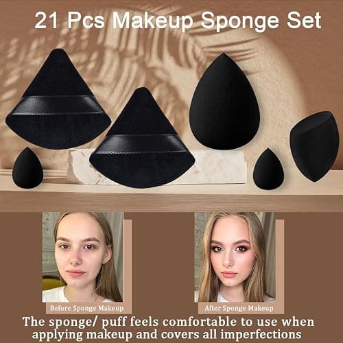 21 pcs Black Beauty Blender Makeup Sponge Bulk:Blender Sponges 21 Pcs for Liquid, Cream, and Powder, Multi-colored Pink make up sponges for foundation thumbnail 2