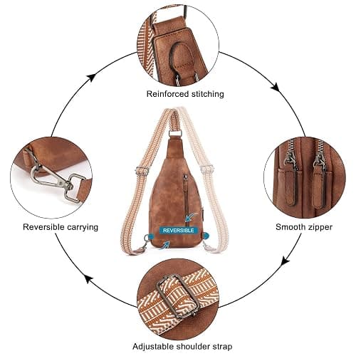 CLUCI Crossbody Bags for Women - Sling Backpack Travel Bag in Leather - 0-1 Brown thumbnail 5