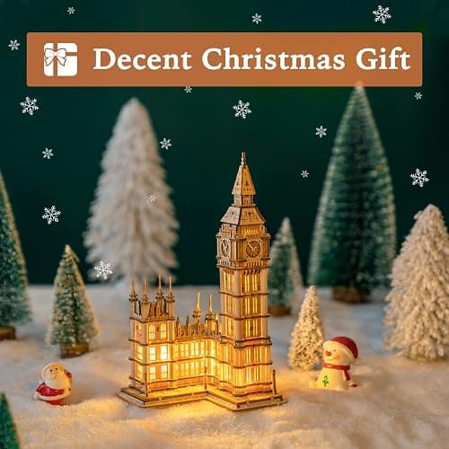 ROBOTIME 3D Puzzle for Adults Wooden Craft Kits for Teens DIY Construction Model Kit with LED Light to Build Educational Big Ben Set Toys Birthday Gifts thumbnail 4