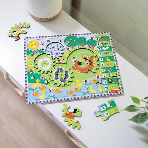 Melissa & Doug Wooden Animal Chase Jigsaw Spinning Gear Puzzle – 24 Pieces Wooden Puzzle for Toddlers and Preschoolers, for Boys and Girls Ages 3+ thumbnail 9