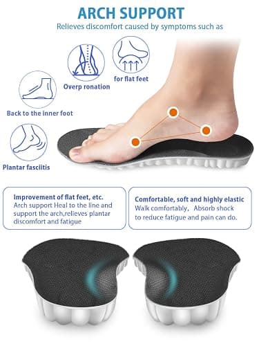 4D Cloud Insoles for Men and Women, Arch Support Insoles, Memory Foam Insoles, Shock Absorption and Cushioning Sports Shoe Insoles (Black, XS (Men 5-6 / Women 6-7) - XS (Men 5 -6 / Women 6-7) - Black thumbnail 4