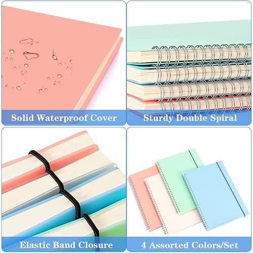 Spiral Notebook, College Ruled Notebook Journal, 8.5" x 11" Lined Paper Journal Notebook Pack, A4 Large Subject Notebook for Work, School, Notes, 560 Pages, 24pcs Index Tabs, Assorted Pastel Notebook thumbnail 5