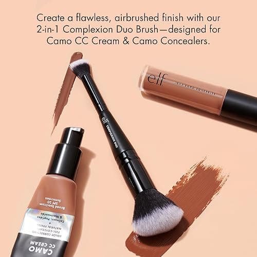 e.l.f. Complexion Duo Brush, Makeup Brush For Applying Foundation & Concealer, Creates An Airbrushed Finish, Made With Vegan, Cruelty-Free Bristles thumbnail 2