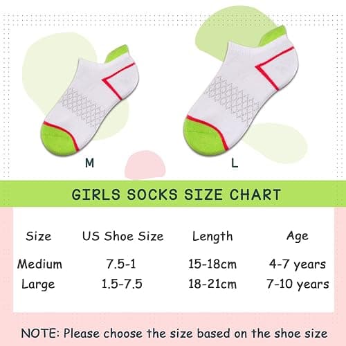 Comfoex 12 Pairs Girls Socks Ankle Athletic Socks Cotton Sports Socks With Cushioned Sole For Big Little Kids thumbnail 4
