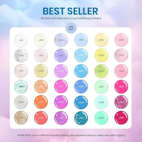 beetles Gel Polish Set - 39Pcs Neon Gel Nail Polish Pink Red Blue Purple Polish All Season Nails with Base Top Coat Soak off Uv LED Lamp Colorful Candies Manicure Kit DIY Home Gifts for Women Girls thumbnail 2