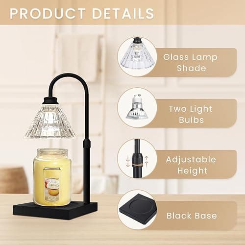 MAKYTWOW Candle Warmer Lamp with Dimmer, 2H/4H/8H Timer, Compatible with Yankee Candle Large Jar Candle, Home Decor Gift for her, Birthday Gift for mom, Home Scented Jar Candles Heater (Black) thumbnail 2