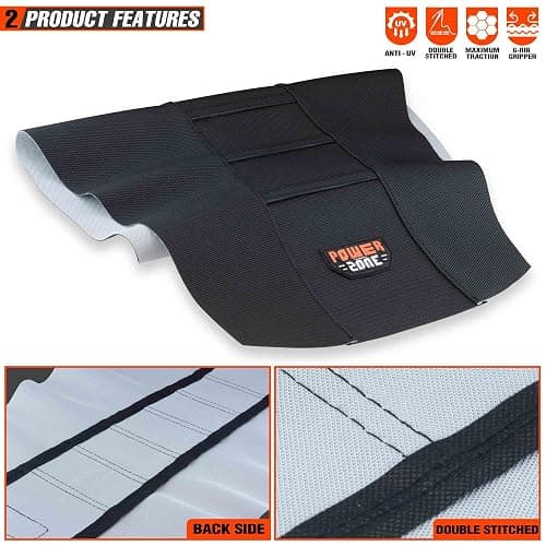 MCHMFG Motorcycle Universal Seat Cover Non-Slip Rubber Striped Gripper Soft Sewing for CRF WR WRF RMZ YZF SXF EXC EXC XC SX CR KLX Dirt Pit Bike Motocross Off Road (Black) thumbnail 4