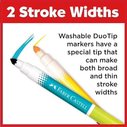 Faber-Castell DuoTip Washable Markers - 12 Markers, 24 Colors thumbnail 5