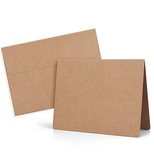 Eupako Brown Blank Cards and Envelopes 100 Pack - 5x7 Heavyweight Folded Cardstock and A7 Envelopes Self Seal for DIY Greeting Cards, Invitations, Wedding, Baby Shower, Birthday, Thank You Cards - Image 1