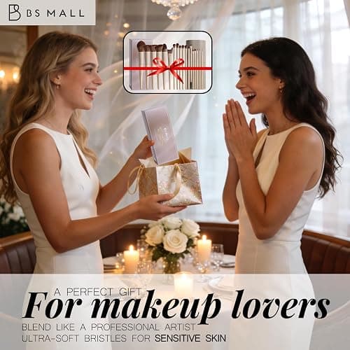 BS-MALL Professional Makeup Brush Set 18 Pcs Premium Synthetic Foundation Powder Concealers Eye Shadows Blush Makeup Brushes with Travel Case (Matte white beige) thumbnail 6