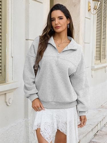 EasyGala Womens Oversized Quarter Zip Sweatshirts Fleece Half Zipper Pullover Tops Fall Fashion Outfits Clothes 2026 thumbnail 4