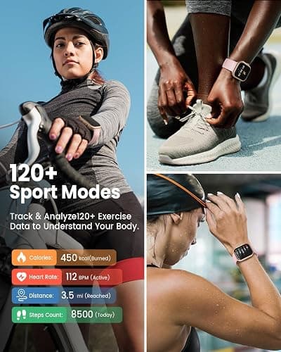 Smart Watch for Women for iPhone Android:1.85" Smartwatch Fitness Tracker | Make/Answer Call Sleep Heart Rate SpO2 Blood Pressure Monitor IP68 Waterproof 120+Sport Mode 1000mAh Battery 2Bands thumbnail 4