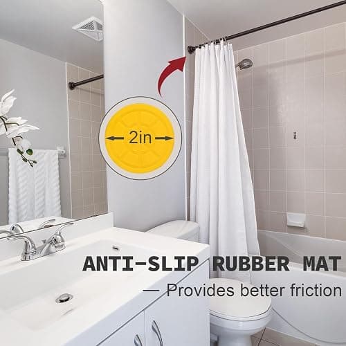 Thestoa Brown Shower Curtain Rod Adjustable 43-78 inch, 1"Diameter Spring Tension Curtain Rod No Drill, Anti-Rust Non-Slip Shower Rod for Bathroom Tension Rod thumbnail 3