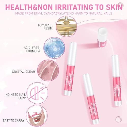 MEKK Nail Glue, Strong Nail Glue for Press on Nails 12PCS Professional Long Lasting Nail Tip Glue, Super Bond for Acrylic Nails Long Lasting Adhesive 0.07OZ/PCS thumbnail 4