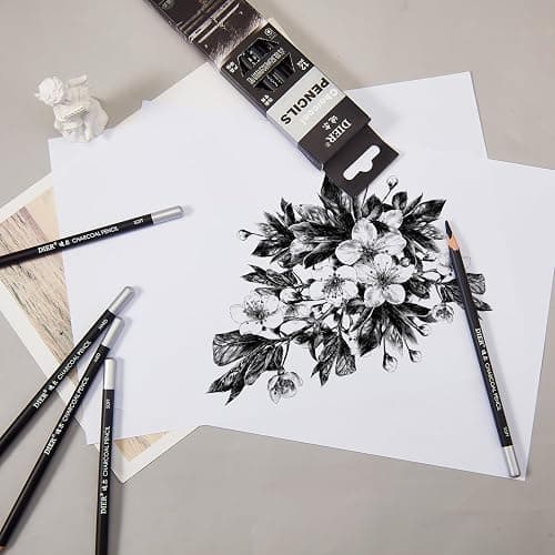 Geyoga 36 Pcs Professional Charcoal Pencils Bulk Classroom Set Soft, Medium and Hard for Drawing Charcoal Pencils for Sketching Shading Drawing Blending Portrait(Black,Assorted) thumbnail 2