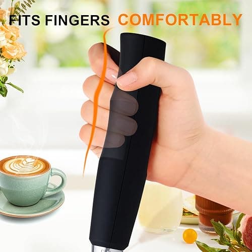 YUSWKO Black Handheld Milk Frother Wand for Coffee, Rechargeable Electric Whisk with 3 Heads 3 Speeds Drink Mixer Coffee Frother For Latte, Cappuccino, Hot Chocolate, Egg thumbnail 4