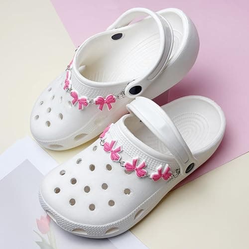 Yookuli 2Pcs Sunflower PVC Shoe Chains for Women, Shoe Charms for Clog Sandals, DIY Rubber Shoe Decoration Charms for Girls, Party Favor - Bow Pink thumbnail 6