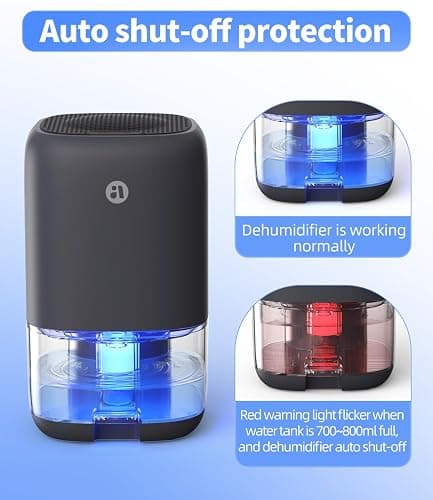 Dehumidifier, 35 OZ Small Dehumidifiers for Bedroom for Home, Quiet with Auto Shut Off, Dehumidifiers for Bedroom (280 sq. ft), Bathroom, RV, Closet, Grey thumbnail 4