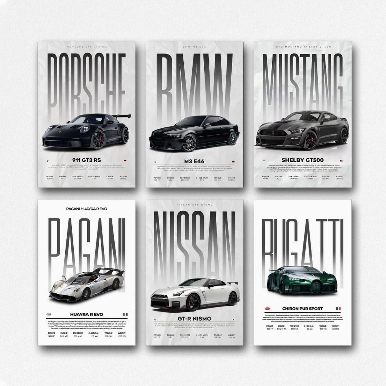 Car Wall Alt Posters Set of 6 Canvas Posters Room Aesthetic Festival Family Bedroom Decor Wall Art Home 08x12inch(20x30cm) - Image 1