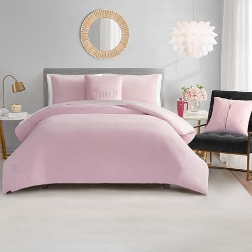 Juicy Couture Marshmallow Pink Velour Twin/Twin XL Comforter Set with Decorative Pillows - 4 Piece Luxury Bedding Ensemble thumbnail 7