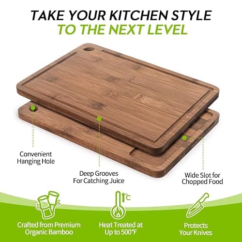 3 Piece Organic Bamboo Chopping Board Set by Harcas. 3 Sizes. Beautifully Crafted. Perfect for Serving Cheese or Antipasti, Cutting Meat, Vegetables or Fruit thumbnail 5
