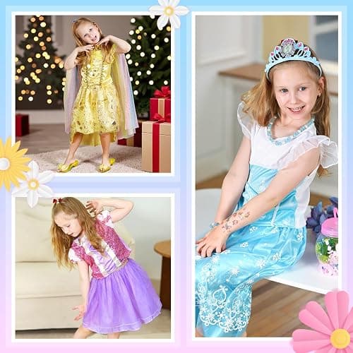 Meland Princess Dress Up for Girls 3-6, Dress Up Clothes with Princess Shoes Toy, Christmas Birthday Gift for Toddlers Girls thumbnail 7