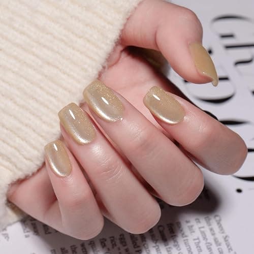 MAYCHAO 15ML Cat Eye Gel Nail Polish 1Pc Champagne Gold Gel Polish with Magnet Soak off Holographic Magnetic Nail Polish for Nail Art Manicure Salon DIY at Home, 0.5 OZ thumbnail 4