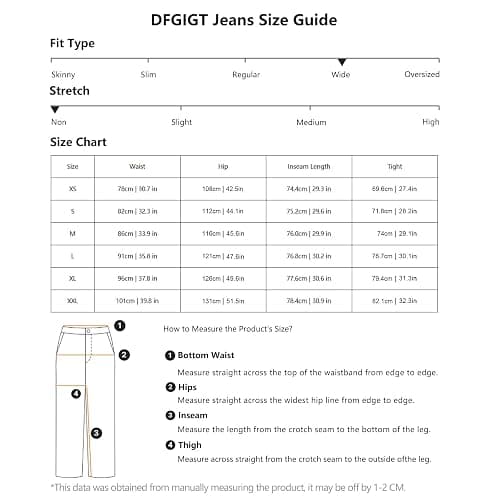 DFGIGT Mens Wide Leg Baggy Jeans Y2k Casual Fashion Loose Denim Pants Work Office Streetwear thumbnail 6