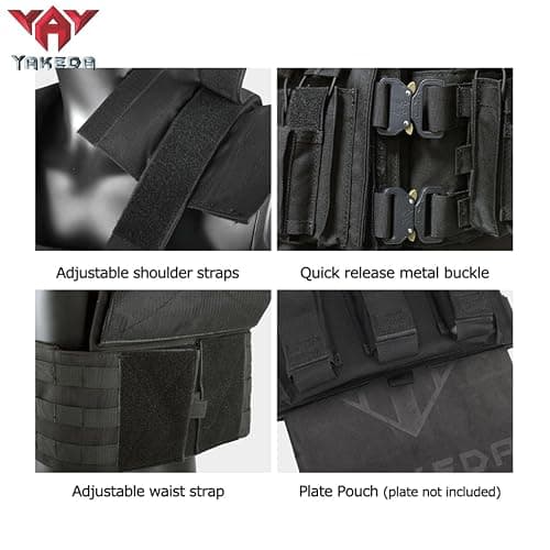YAKEDA Tactical Training Vest with PALS System - Multi-Pocket Adjustable Straps Quick-Release Buckle for Hunting thumbnail 4
