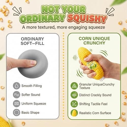 Crunchy Corn Squishy ASMR Sensory Fidget Toy, Realistic Fake Corn Squishy | Block-Filled Soft Squeeze Stress Relief Toy, Popcorn Squishy & Candy Corn Desk Decor Party Favor for Adults & Teens thumbnail 5